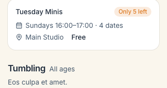 Sunup booking widget on a phone